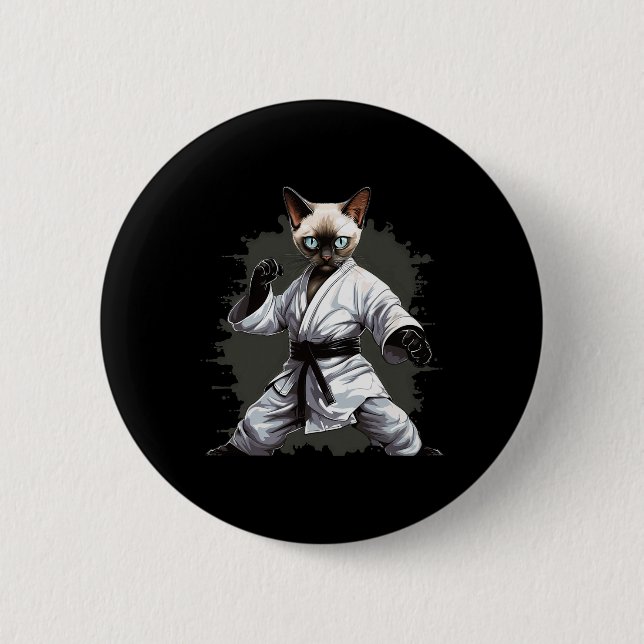 Mixed Martial Arts Siamese Katze Karate für Männer Button (Vorderseite)