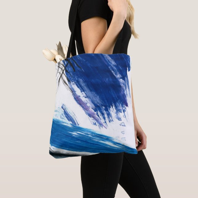 Mixed media Aquarellblau abstrakt (Von Nahem)