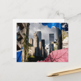 Mixed-Media-Architektur-Collage Postkarte