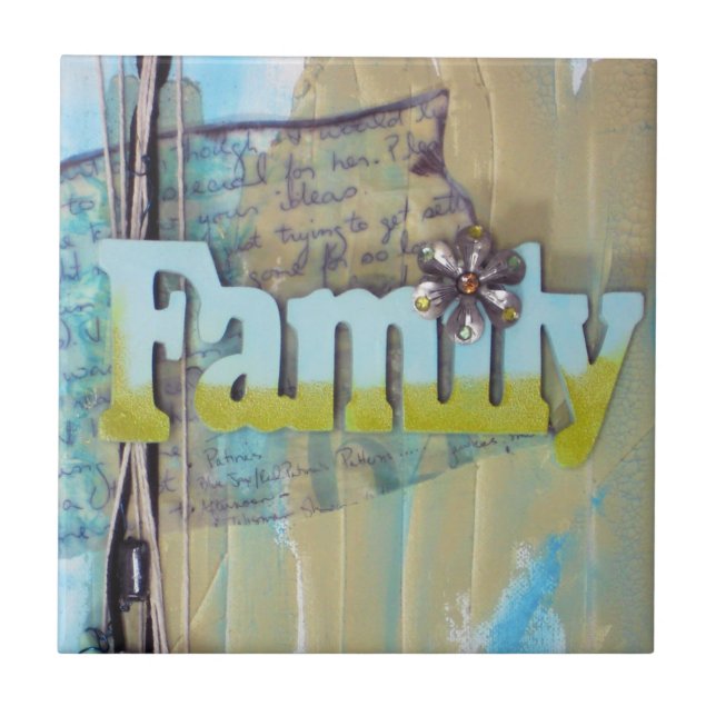 Mixed Media Art Family Fliese (Vorderseite)
