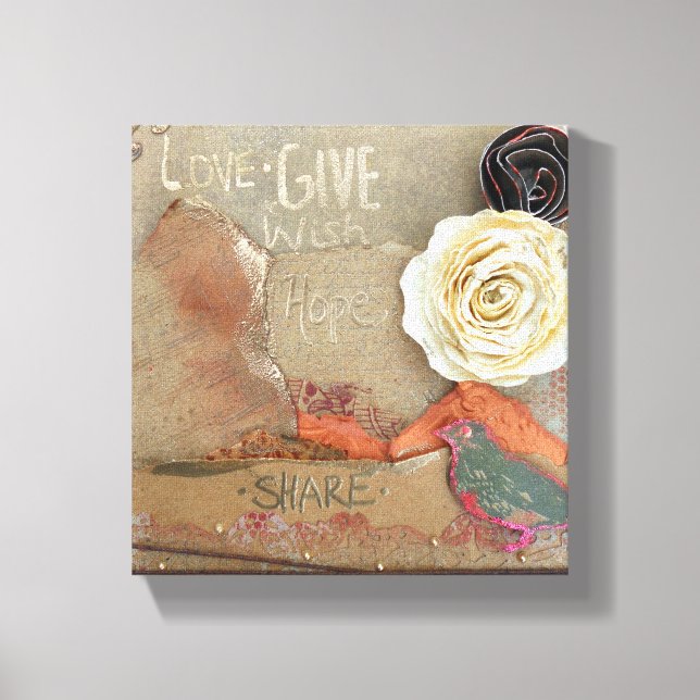 Mixed Media Art Liebe Leinwanddruck (Vorderseite)