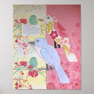 Mixed Media Bird Art Poster