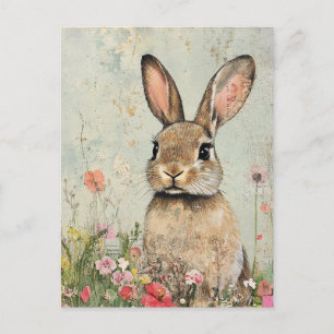 Mixed Media Brown Rabbit Postkarte