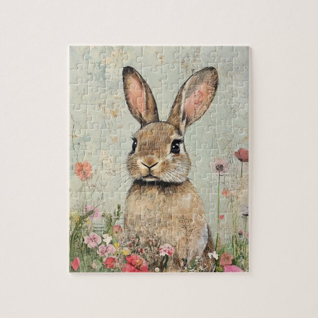 Mixed Media Brown Rabbit Puzzle (Vertikal)