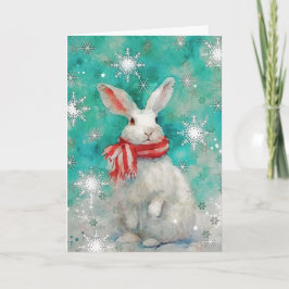 Mixed Media Bunny Print Christmas Card AP446B1 Karte