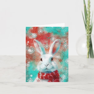 Mixed Media Bunny Print Christmas Card AP453B1 Karte