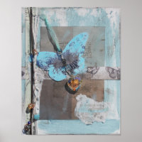 Mixed Media Butterfly Herzkunst Print