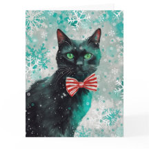 Mixed Media Cat Print Christmas Card AP408A1