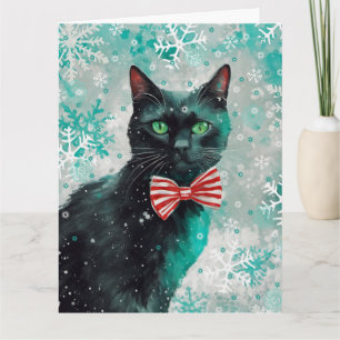 Mixed Media Cat Print Christmas Card AP408A1 Karte
