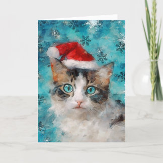Mixed Media Cat Print Christmas Card AP414A1 Karte