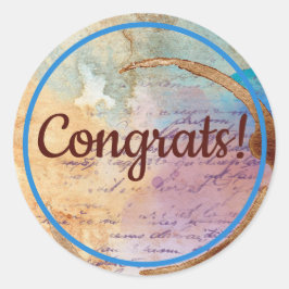 Mixed Media Coffee Stain Junk Journal Glückwunsch  Runder Aufkleber