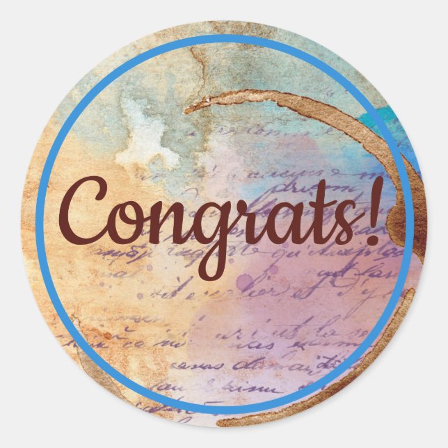 Mixed Media Coffee Stain Junk Journal Glückwunsch  Runder Aufkleber (Vorderseite)