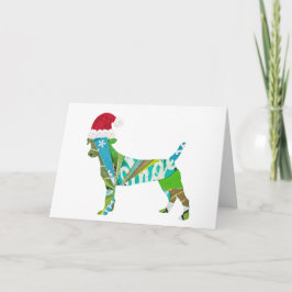 Mixed media collage art DOG PUPPY in Santa Hat Feiertagskarte