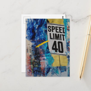 Mixed-Media-Collage Geschwindigkeitsbegrenzung  Postkarte