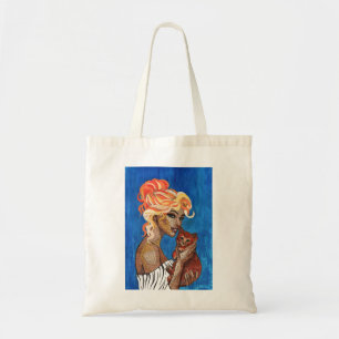 Mixed-Media-Collage-Katze-Mama-Tasche - Artsy Zeit Tragetasche