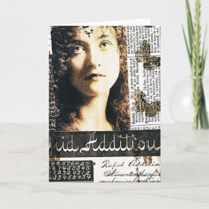 Mixed Media Collage mit Hübscher Lady, Geburtstag Karte