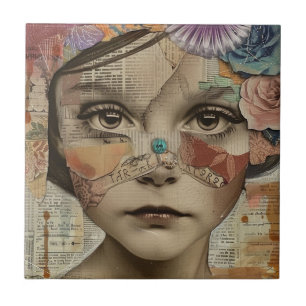 Mixed-Media-Collage-Porträtkunst (10) Fliese
