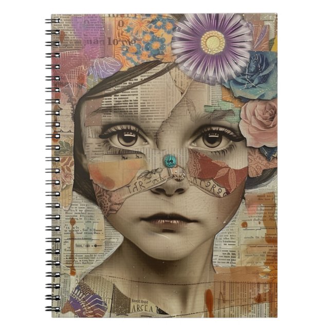 Mixed-Media-Collage-Porträtkunst (10) Notizblock (Vorderseite)