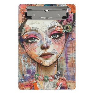 Mixed-Media-Collage-Porträtkunst (11) Mini Klemmbrett