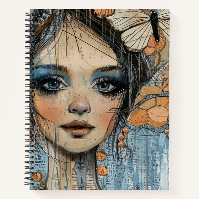 Mixed-Media-Collage-Porträtkunst (12) Notizbuch (Vorderseite)