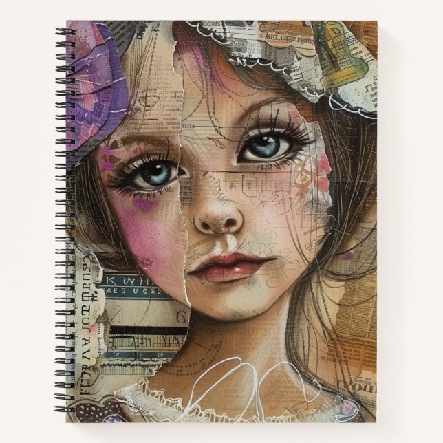 Mixed-Media-Collage-Porträtkunst (1) Notizbuch (Vorderseite)