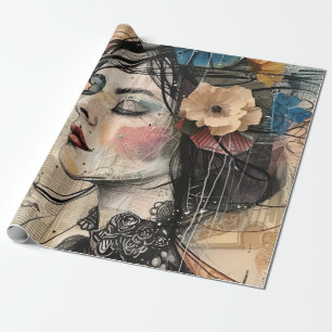 Mixed-Media-Collage-Porträtkunst (2) Geschenkpapier