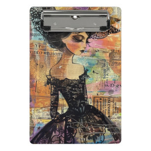 Mixed-Media-Collage-Porträtkunst (4) Mini Klemmbrett