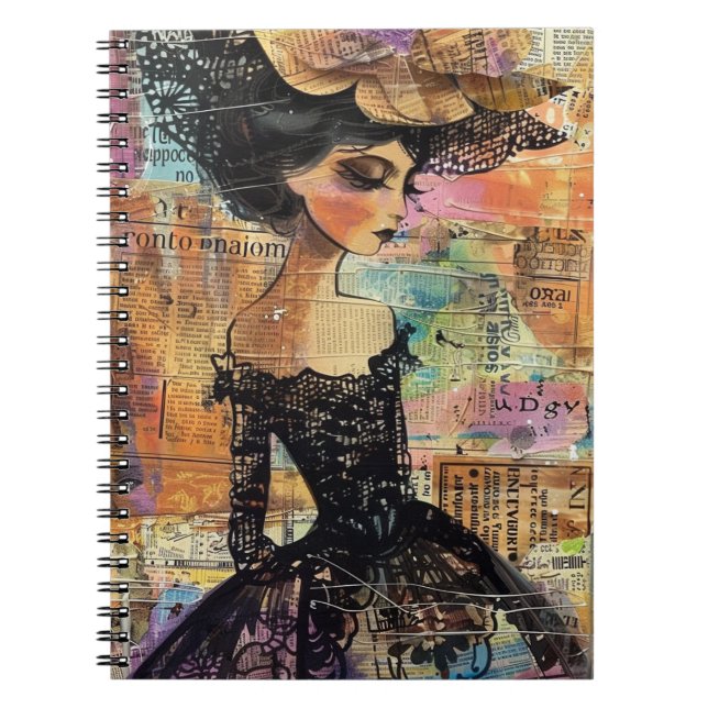Mixed-Media-Collage-Porträtkunst (4) Notizblock (Vorderseite)