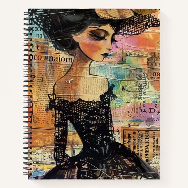 Mixed-Media-Collage-Porträtkunst (4) Notizbuch (Vorderseite)