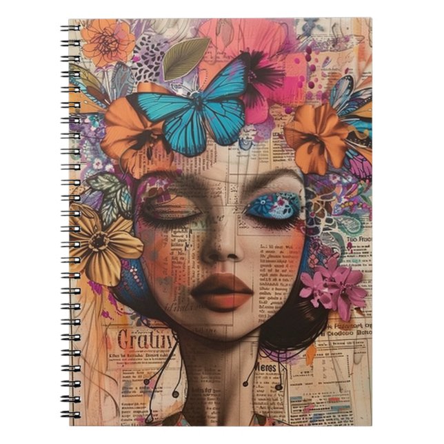 Mixed-Media-Collage-Porträtkunst (7) Notizblock (Vorderseite)