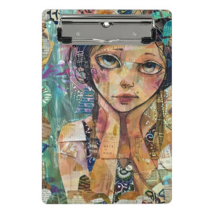 Mixed-Media-Collage-Porträtkunst (8) Mini Klemmbrett