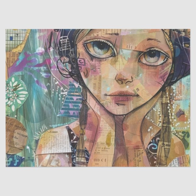 Mixed-Media-Collage-Porträtkunst (8) Seidenpapier (Vorderseite)