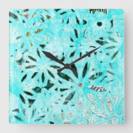 Mixed Media Daisy Art Quadratische Wanduhr