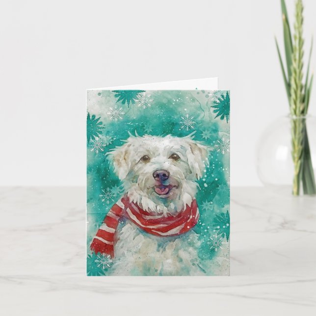 Mixed Media Dog Print Christmas Card AP433B1 Karte (Vorderseite)