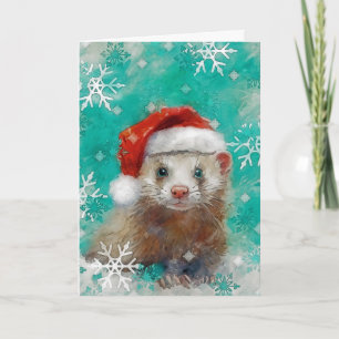 Mixed Media Ferret Print Christmas Card AP444B1 Karte