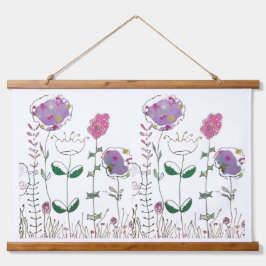 Mixed Media Floral  Wandteppich Mit Holzrahmen
