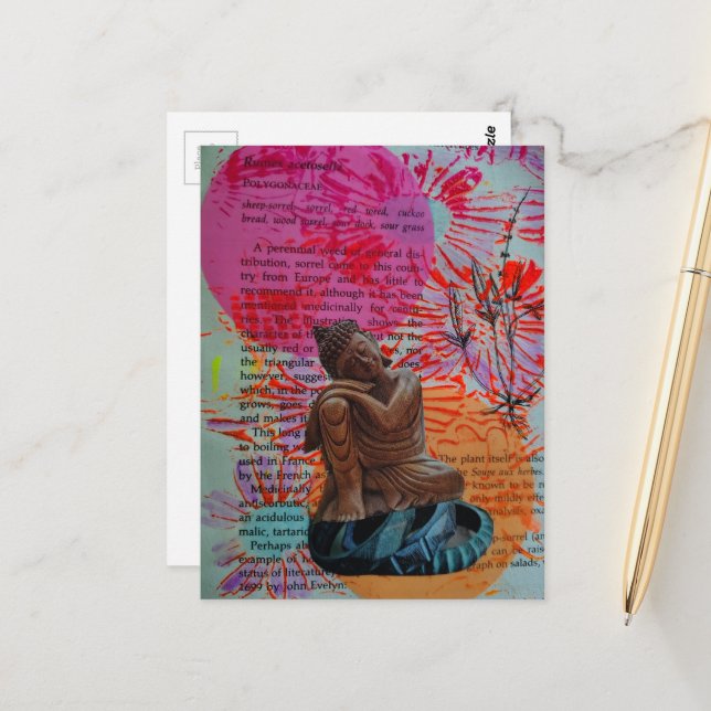 Mixed-Media-Friedenscollage Postkarte (Vorderseite/Rückseite Beispiel)