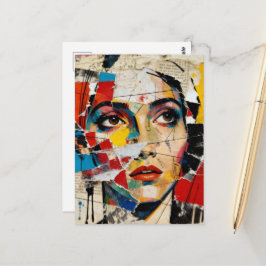 Mixed-Media-Gesichtscollage Postkarte