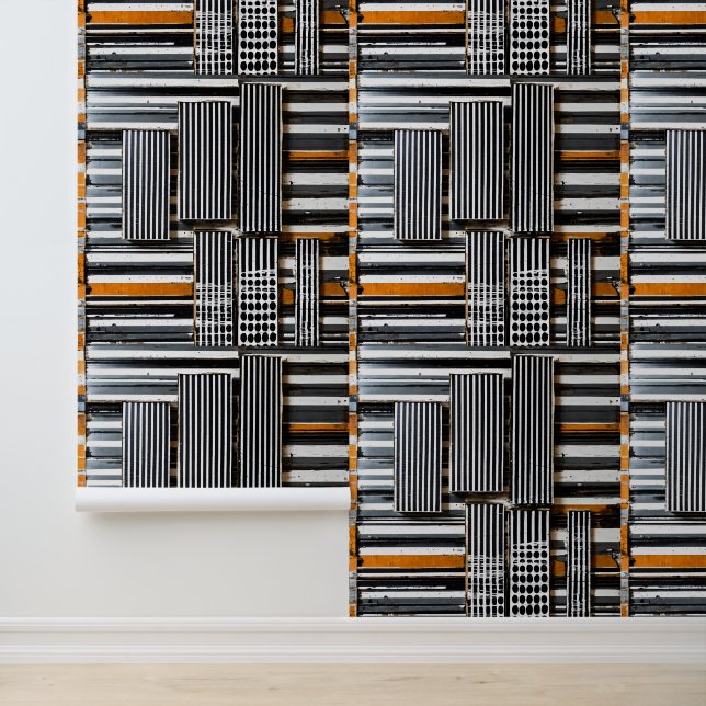 Mixed Media Grid Stripe Nr. 4 Tapete (Anwendung)