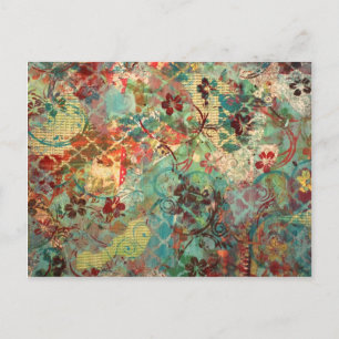 Mixed-Media-Handbemaltes Design Postkarte