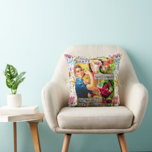 Mixed Media Inspiration Rosie the Riveter Pillow Kissen