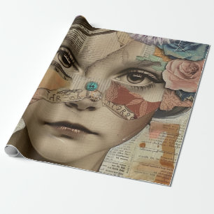 Mixed-Media-Kollage-Porträtkunst (10) Geschenkpapier
