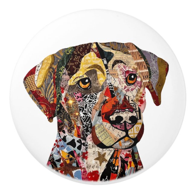 Mixed Media Labrador Retriever  Keramikknauf (Vorderseite)
