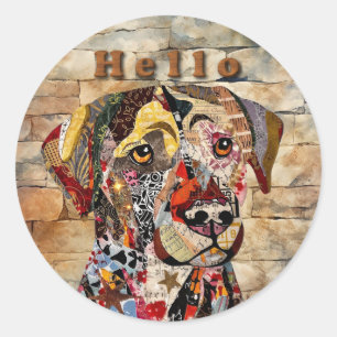 Mixed Media Labrador Retriever Runder Aufkleber