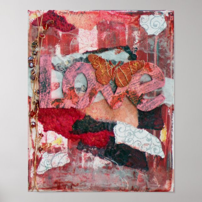 Mixed Media Liebe Butterfly Art Print Poster (Vorne)