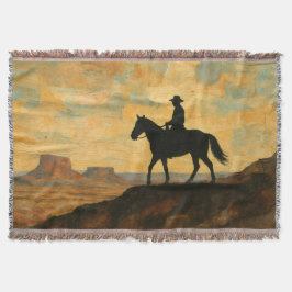 Mixed Media Lone Rider Throw Blanket - Textured Decke