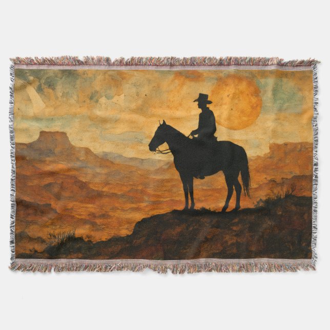 Mixed Media Lone Rider Throw Blanket - Textured We Decke (Vorderseite)