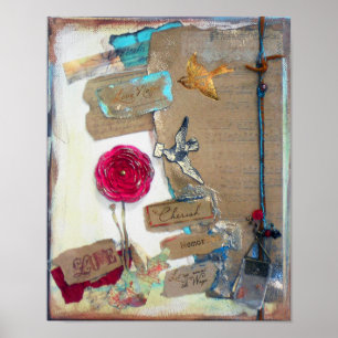 Mixed Media Love Art Druck Poster