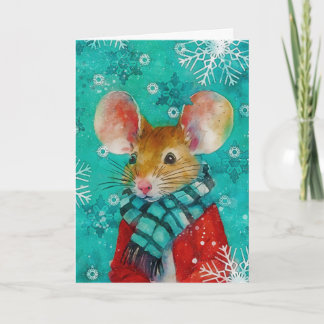 Mixed Media Mouse Print Christmas Card AP451B1 Karte