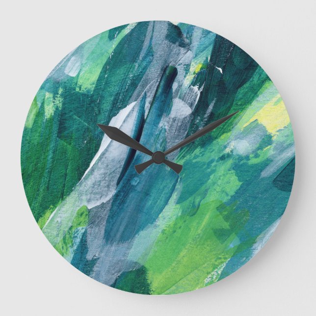 Mixed Media Painting Artistic Design Große Wanduhr (Vorderseite)